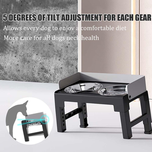 Portable Elevated <b>Slow</b> Feeding Dog Bowls Updated Adjustable Stainless with Splash Back for Cats Travel Pet <b>Feeder</b> - Product Image 3