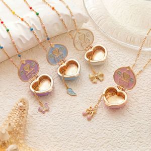 Collana con Ciondolo a Cuore Apribile, Smalto Rosa e Blu, Gioielli Divertenti per Bambini, Regalo Unico per <span class=keywords><strong>Migliori</strong></span> Amici, Compleanno, San Valentino - Product Image 3