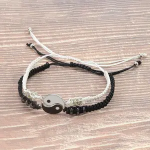 Tai Ji Paar Armbänder Benutzer definierte Farbe Schmuck Gewebtes Wickel armband Gestricktes Charm Gewebtes Armband Für Frauen