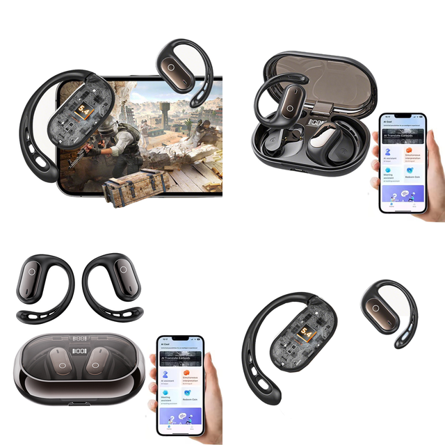 Wireless Earphone for iPhone Android with 144 Online AI Languages OWS Real Time Earbuds for Travel Business Trending Products