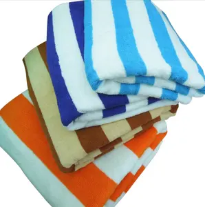 Benutzer definiertes eigenes Logo Neues Design Doppelseiten streifen Baumwolle Terry Garn gefärbtes saugfähiges dickes Badet uch Strand tuch