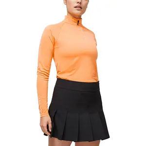 2024 New Arrival Solid Color Women's Long Sleeve Sweater Four Way Stretchy Golf Quarter Zip Pullover