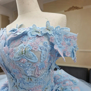 Jancember ANY03 Hada bebé azul cuello barco mariposa imperio vestidos de quinceañera - Product Image 5