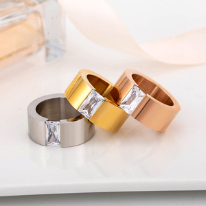 Diamond <b>Rings</b> <b>Titanium</b> Steel Princess Cut Geometric Banquet Jewelry Men's <b>Ring</b> Gold Silver Rose Gold - Product Image 4