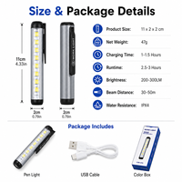 Lampe de travail rechargeable USB-C 300LM XPE 7 COB avec clip magnétique, mini lampe torche LED étanche pour réparation automobile, inspection et camping