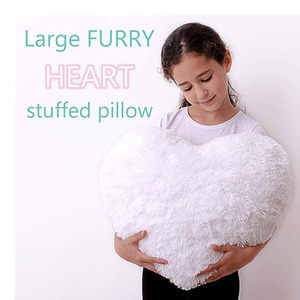 Girls Room Bed Ornament Soft Rainbow <strong>White</strong> <strong>Fluffy</strong> Case Heart Shape Cuddle Plushie Custom Home Decorative Throw <strong>Pillow</strong> - Product Image 6