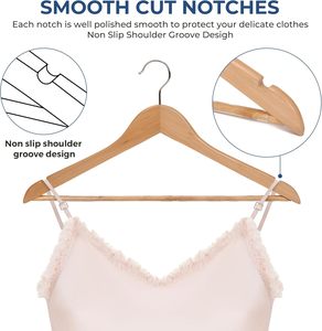 Wood Hangers with Shoulder Grooves Durable Slim <b>Coat</b> Hanger with 360-Degree Rotatable <b>Hook</b> Premium Custom Wooden Hangers - Product Image 4