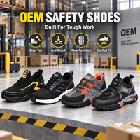 Chaussures de sécurité basses en tricot avec embout en acier anti-écrasement, résistantes à l'usure, pour entrepôt et travail industriel, plusieurs styles, OEM