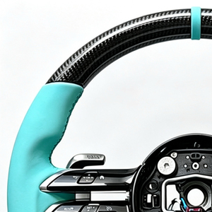 Volant de course sport en fibre de carbone et cuir, poignées en cuir bleu Tiffany pour Mercedes Benz AMG GLC <span class=keywords><strong>GLE</strong></span> CLA SLS GLK toutes séries - Product Image 3