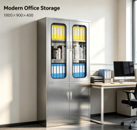 Armoire d'archives en acier inoxydable à 4 portes verrouillables, anti-rouille, pour le classement de documents dans les bureaux et les hôpitaux