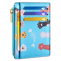 Dompet Kartu Kredit Mini Pendek Wanita, Minimalis, Kantong Depan, Ritsleting, Kulit Imitasi, Anti RFID, Lucu, Bahan Nilon