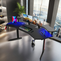 Foshan ailes aérodynamiques ergonomiques en forme de blanc noir grand bureau rgb pas cher bureau moderne mesa bureau de jeu d'ordinateur réglable