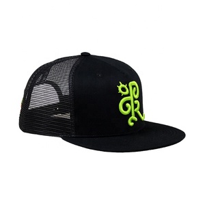 Cappellini con Visiera Piatta in Rete Verde Neon con Ricamo, Cappelli da Baseball Promozionali per Squadre Sportive - Product Image 1