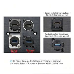 Module de couplage optique USB <span class=keywords><strong>HDMI</strong></span> RJ45 Type C à montage sur panneau de type D, en alliage de zinc, étanche, connecteur de communication industriel - Product Image 3