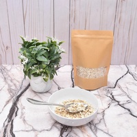 Bruine Kraft Stand-up Pouches met transparant venster, hersluitbare ziplock zakken, hitte-sealbaar voor gedroogd fruit, koffiebonen en snacks