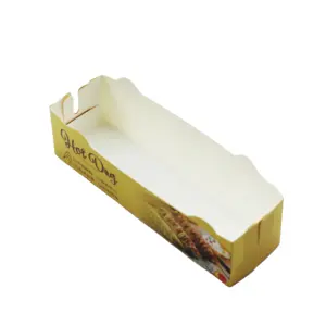 Confezione di contenitori per Fast Food stampati personalizzati a colori usa e getta ecologici scatola di carta Kraft da asporto per Hot Dog