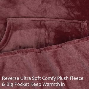 Manta Poncho <span class=keywords><strong>Herpa</strong></span>, Súper Suave y Cómoda, Manta de Felpa para Adultos, Mujeres, Hombres y Niños, Manta Envolvente de 200 x 140 cm - Product Image 3