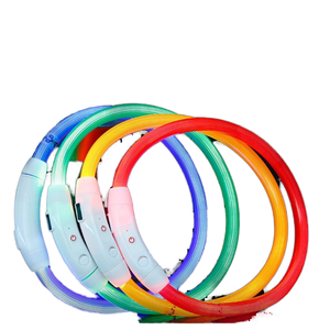 <span class=keywords><strong>Collar</strong></span> de perro gato con luz LED intermitente recargable por USB, cinta de Material de fibra óptica de calidad de estilo lujoso, plástico sólido - Product Image 1