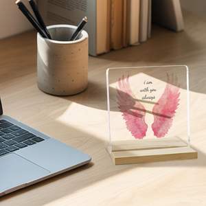 Акриловая табличка «В память о любимом» с дизайном «Крылья ангела», вдохновляющий декор для стола и знаки соболезнования «Я всегда рядом с тобой» - Product Image 2