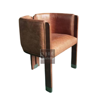 Chaise de salle à manger vintage en cuir véritable marron chaises de salle à manger de luxe en bois salon café restaurant chaises de détente intérieures