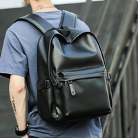 Sac à dos unisexe tendance en PVC imperméable avec fermeture éclair, motif lettres, doublure en polyester, grande capacité, ceinture à coussin d'air, pour étudiants