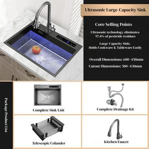Évier <span class=keywords><strong>de</strong></span> cuisine multifonctionnel <span class=keywords><strong>à</strong></span> ultrasons en acier inoxydable 304 brossé, évier intelligent pour les designs <span class=keywords><strong>de</strong></span> cuisines modernes - Vente chaude - Product Image 4