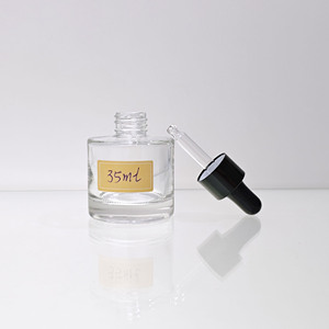 Wholesale Crystal White Empty <strong>35ml</strong>/1.17oz Cosmetic Essence Packaging Container Glass <strong>35ml</strong> Flat Shoulder Serum Dropper <strong>Bottle</strong> - Product Image 5