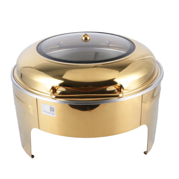 6ltr stainless steel Roll-top chaffing dishes with gold stand