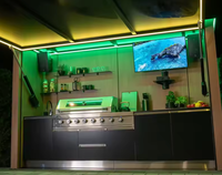 Cuisine de barbecue extérieure à guichet unique de qualité commerciale avec armoire de rangement pour évier de réfrigérateur et porte rétractable