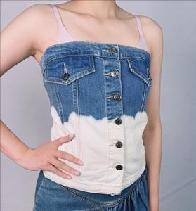 OEM Stock di fabbrica di vendita calda da donna senza spalline <span class=keywords><strong>Denim</strong></span> top Casual estivo da donna - Product Image 3