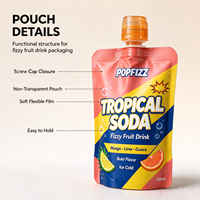 Pochette souple personnalisée avec bec verseur, non transparente, pour emballage de liquides, avec bouchon à vis, pour sodas tropicaux et boissons fruitées gazeuses
