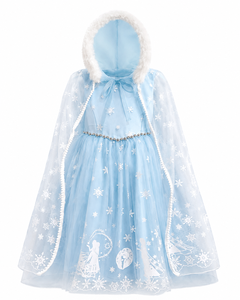 Costume de fée flocon de neige magique avec capuche en fausse fourrure pour fête d'hiver - Product Image 1