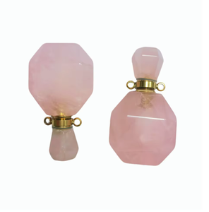 Approvisionnement en gros usine : Pendentif flacon de parfum en pierre de quartz rose naturel, breloque flacon d'huile d'aromathérapie - Product Image 2