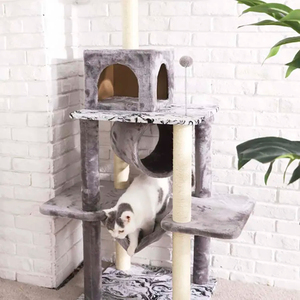 Manufacturer Wholesale <b>Wood</b> <b>Cat</b> <b>Tree</b> Grey Beige Brown Tower Condo - Product Image 2
