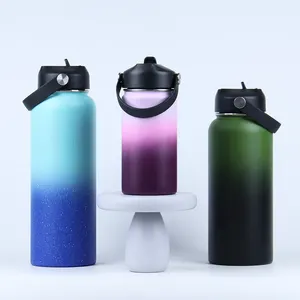 Auslaufschutz vakuum isoliert trinken edelstahl Sport-Wasserflasche mit Strohdeckel für Fitnessraum Reisen Camping BPA-freie Flasche