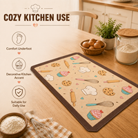 Tapis de Cuisine Anti-Fatigue Imprimé Cupcakes et Biscuits, Antidérapant et Rembourré, pour Comptoir de Boulangerie et Décoration de Cuisine