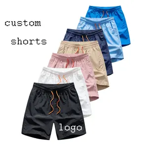 2024 Hot Selling Summer Quick Drying Loose Casual Drawstring Men Customizable Solid Beach Shorts