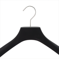 Cintres de présentation de vêtements en promotion, à épaules larges, en plastique noir, en métal, en acier inoxydable, avec pinces, pour costumes, manteaux et chemises