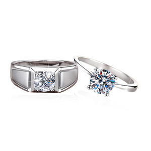 เครื่องประดับคู่1/2CT D สี VVS1 Moissanite S925เงินสเตอร์ลิงหมั้นแหวนแต่งงานสัญญาสำหรับคู่รัก - Product Image 2