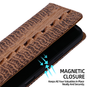 Étui à rabat en cuir véritable de crocodile de qualité supérieure avec fentes pour cartes, antichoc et fermeture magnétique pour <span class=keywords><strong>iPhone</strong></span> 17 16 <span class=keywords><strong>Pro</strong></span> 15 14 <span class=keywords><strong>Pro</strong></span> <span class=keywords><strong>Max</strong></span> - Product Image 4
