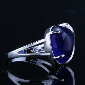 Anello creativo con ali d'angelo per donna, design con pietra blu intarsiata, gioielli eleganti e alla moda - Product Image 6
