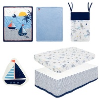 Parure de lit en coton, ensemble de literie pour bébé garçon, océan bleu, couette pour berceau, 4 pièces
