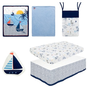 Juego de Ropa de Cama <span class=keywords><strong>para</strong></span> Bebé Niño, Diseño de Barco Azul Océano, <span class=keywords><strong>Edredones</strong></span> de Algodón <span class=keywords><strong>para</strong></span> Cuna, 4 Piezas - Product Image 6