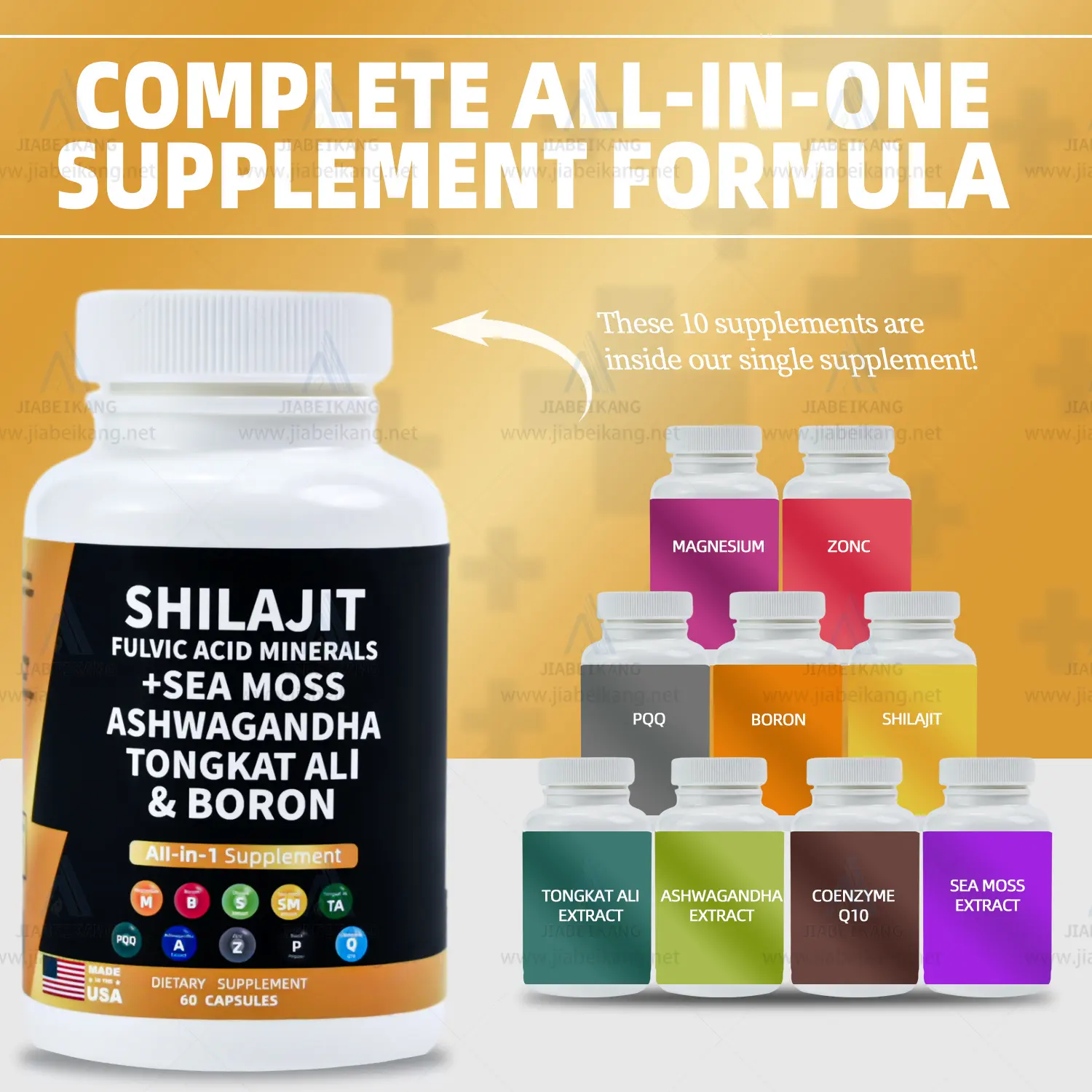 Shilajit Puur Organisch Himalayan Gouden Supplement 85 + Sporenmineralen & Fulvinezuur Natuurlijke Shilajit Tabletten Capsules