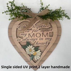 Décoration murale moderne « Nature morte » pour <span class=keywords><strong>la</strong></span> Fête des Mères, motif cœur et marguerite, avec inscription « Maman est toujours dans mon cœur » - Product Image 2