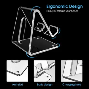 Hot verkopende opvouwbare 4mm dikke moderne transparante acryl telefoonstandaard & houder - Product Image 4