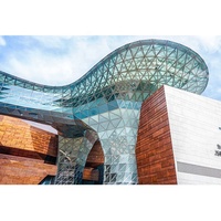 Muro Cortina de Vidrio Laminado Ultra Transparente, Fachada de Vidrio Templado con Servicios de Soldadura y Corte para Edificio Administrativo