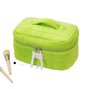 Top Quality Travel Solid Color Custom Recycled Plaid Polyester Cotton Pouch <b>Makeup</b> Cosmetic <b>Case</b> Bag With Zipper - Product Image 4