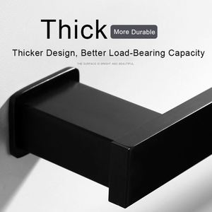 Modern Single Towel Ring Bar Rod Wall Mount 304 Matte Black Stainless Steel with Heater for Bathroom Shower Door <b>Washcloth</b> - Product Image 4