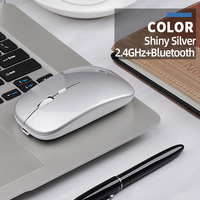 Nouvelle souris de jeu sans fil silencieuse et colorée BT 2,4 GHz, capteur optique USB, rechargeable, rétroéclairage LED, 4 boutons, compatible avec les ordinateurs portables